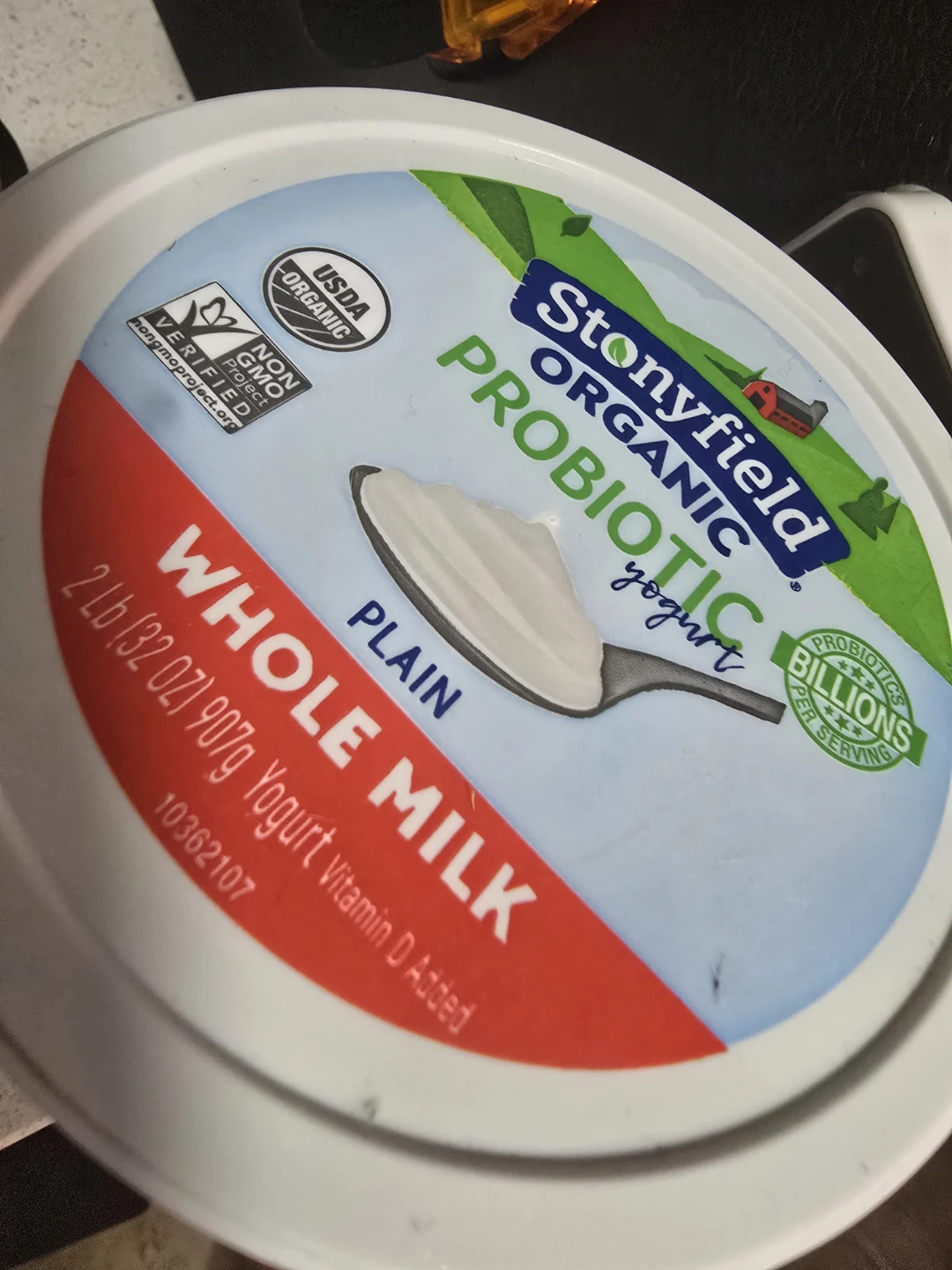 Stonyfield Organic Whole Milk Plain Yogurt 2 lb - photo 2