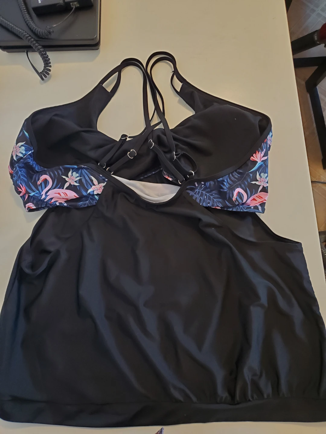 Plus Size Flamingo Print Two-Piece Tankini Swimsuit Set - photo 3