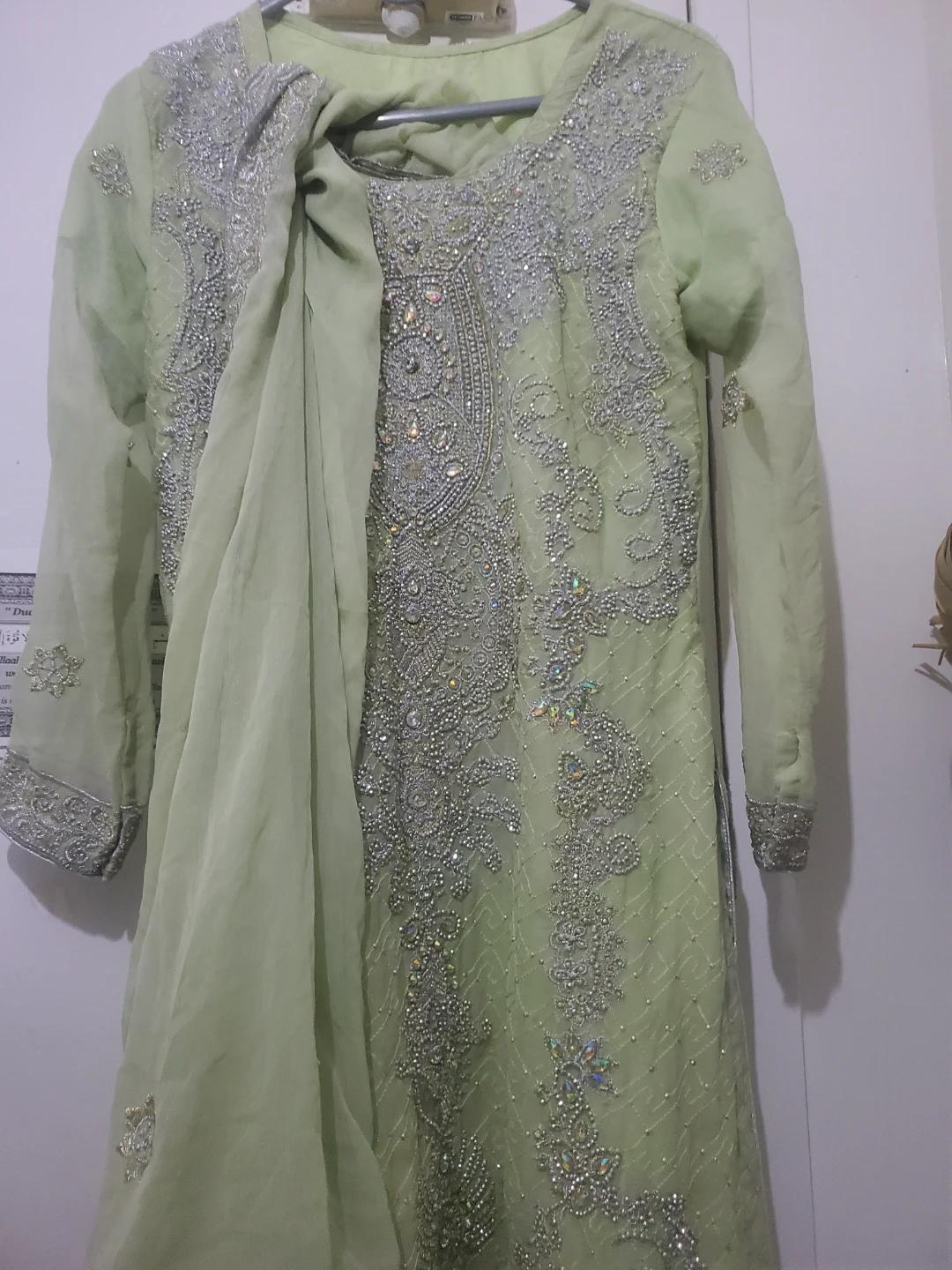 Embellished mint green 3 peace party were - photo 2
