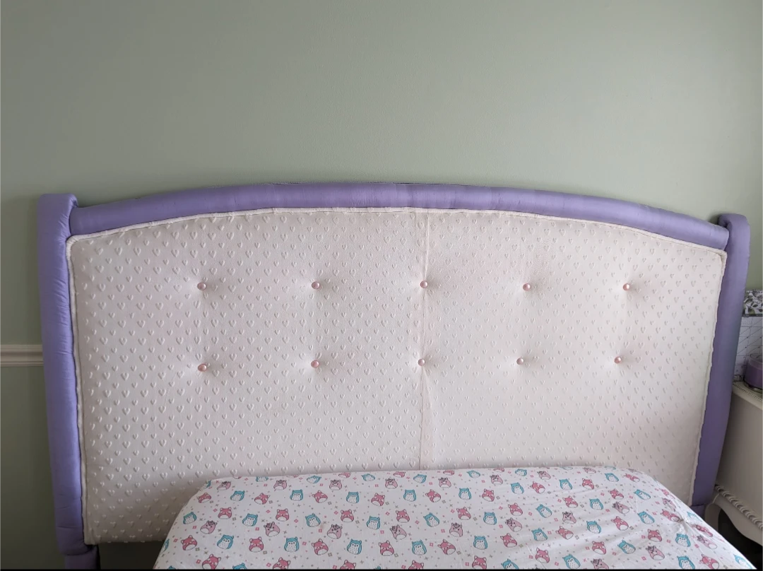 Headboard of Lavender Silk and White Velvet King Tufted - photo 3