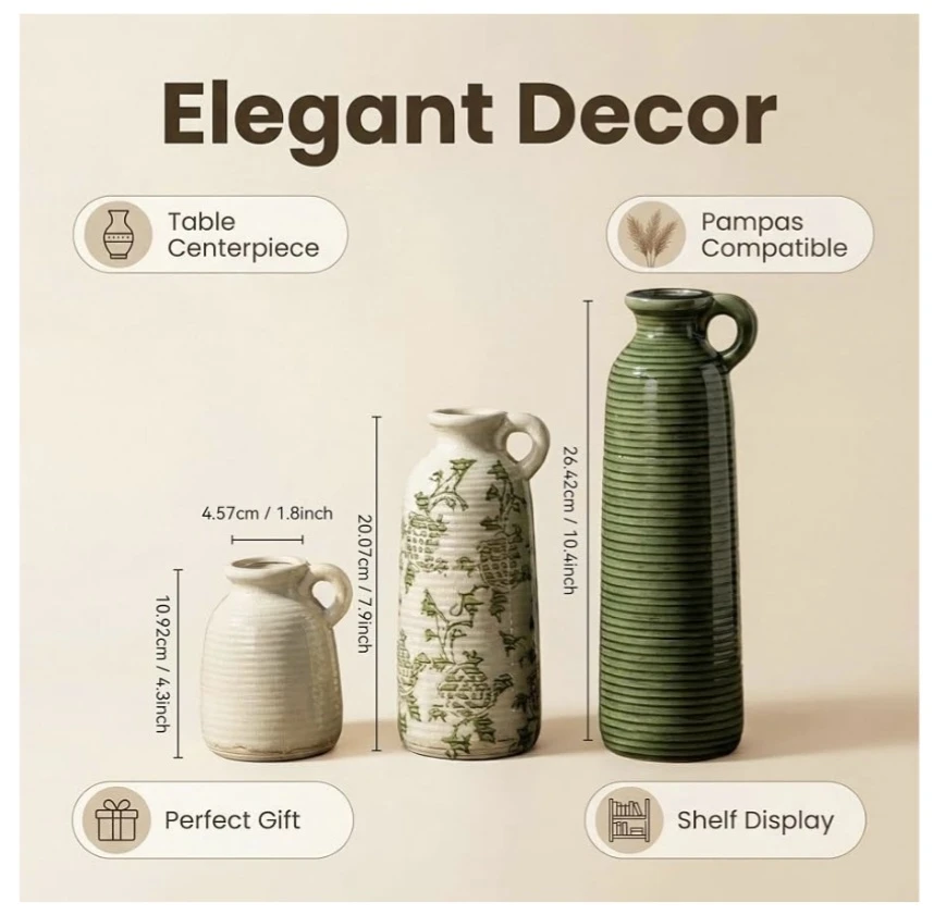 3 Piece Ceramic Vase Set BRAND NEW - photo 3