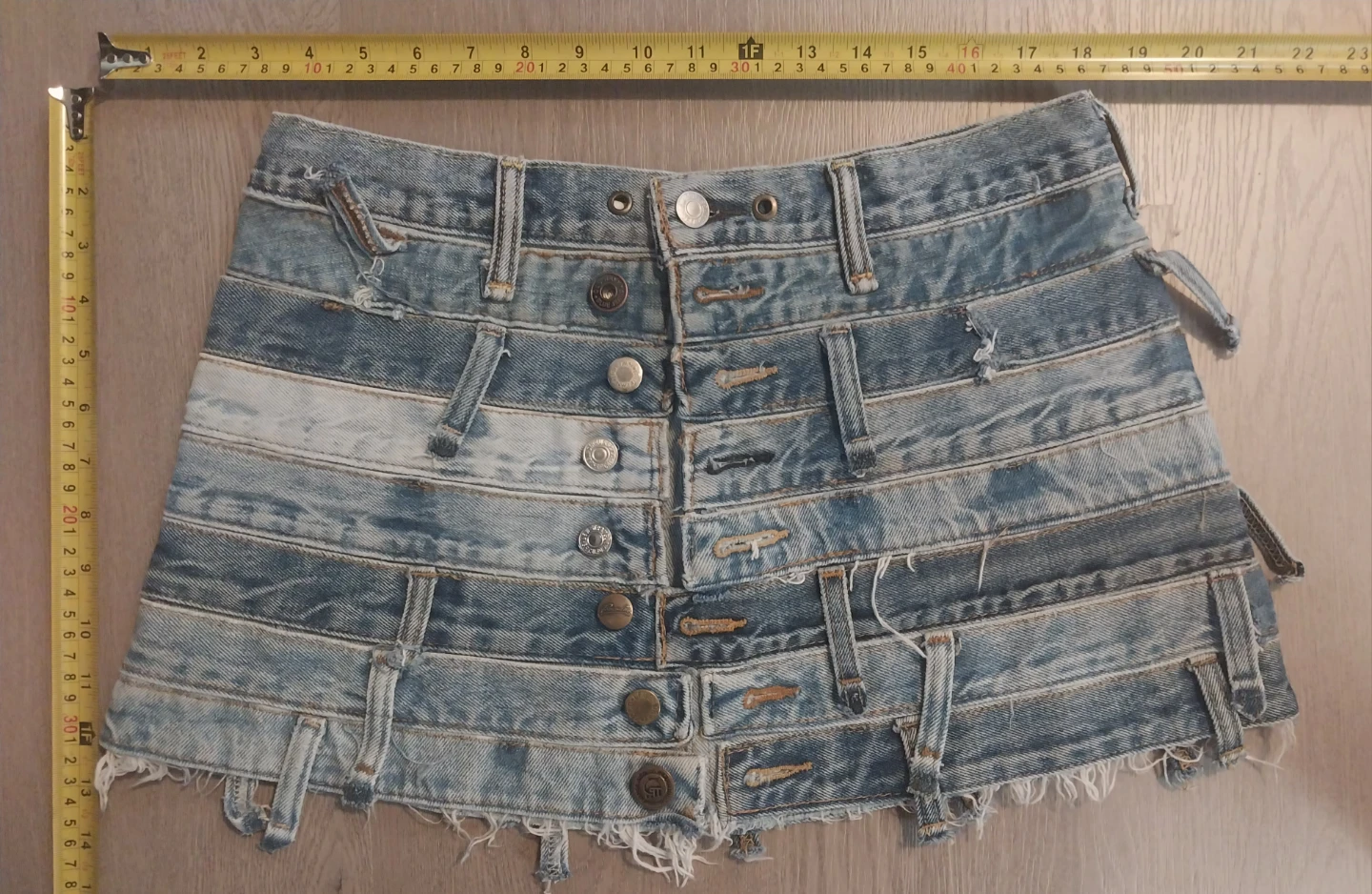 Upcycled Denim Mini Skirt 30" Waist