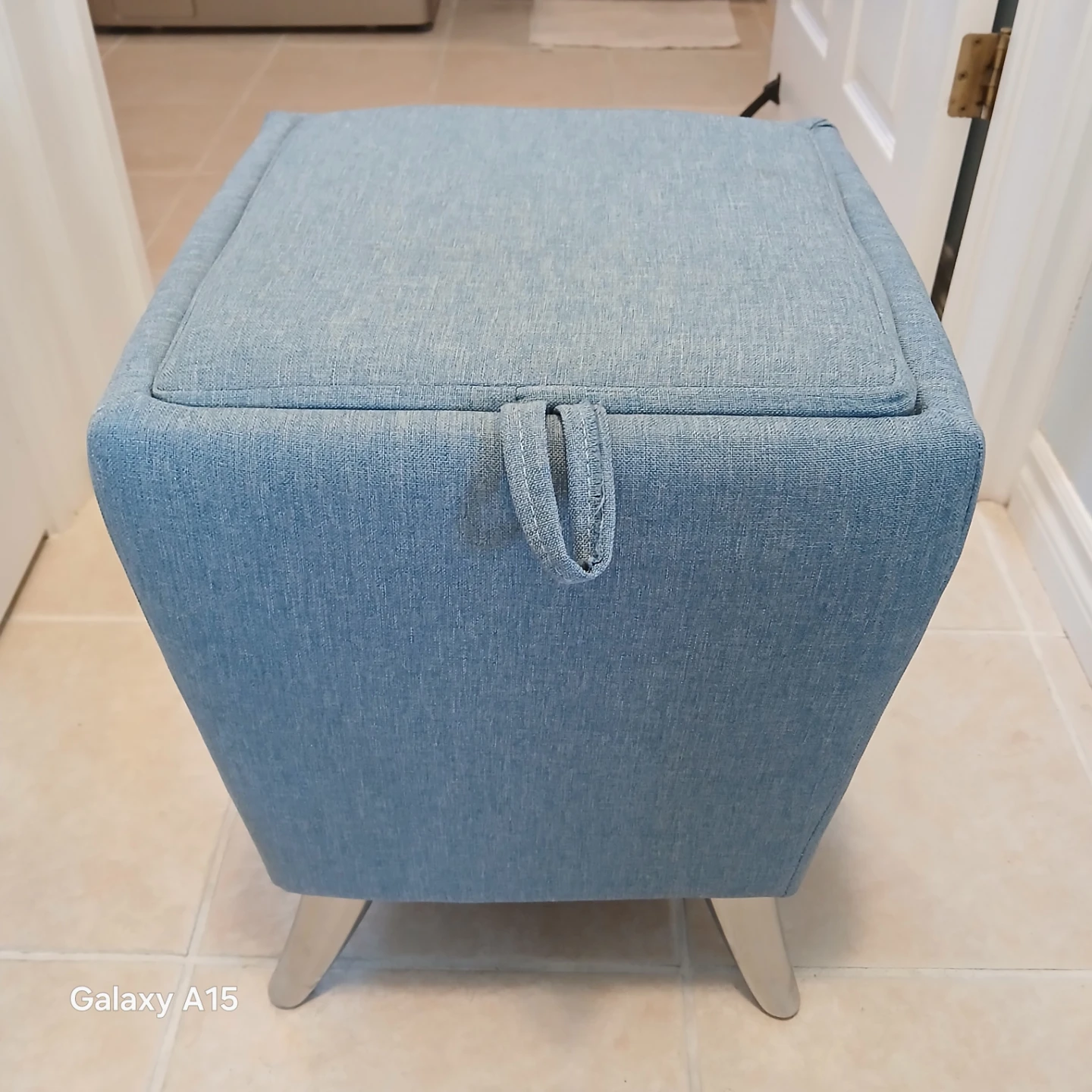 Blue Storage Ottoman Footrest