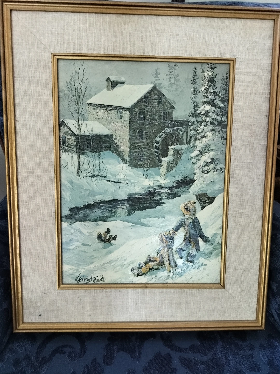 Framed "Winter Scene with Mill" Painting by Kierstead