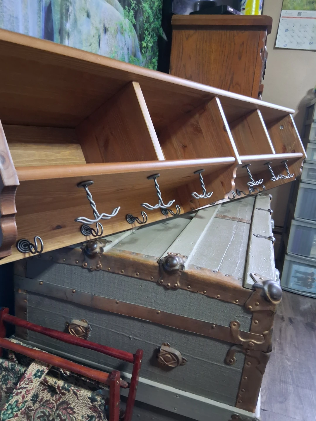 IKEA LEKSVIK wooden wall shelf with hooks - photo 2