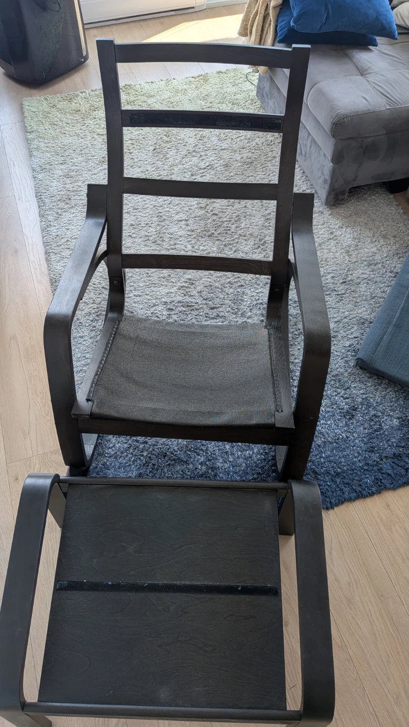 POÄNGA IKEA Armchair and footstool, dark blue, - photo 4