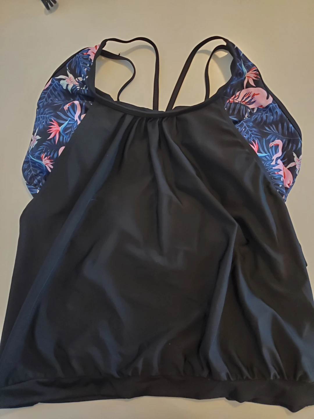 Plus Size Flamingo Print Two-Piece Tankini Swimsuit Set - photo 2