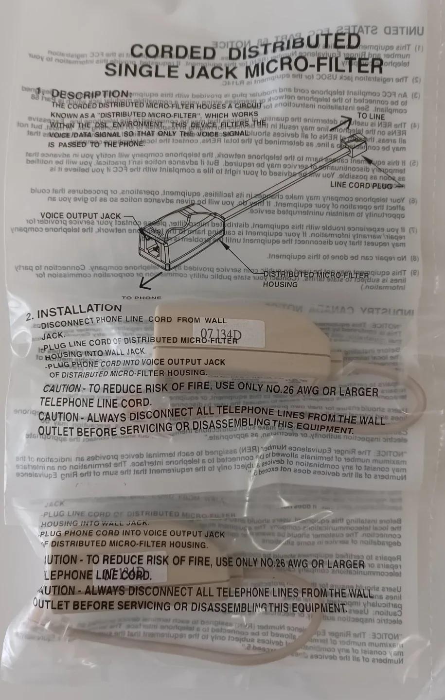 Distributed Single Jack Micro-Filter