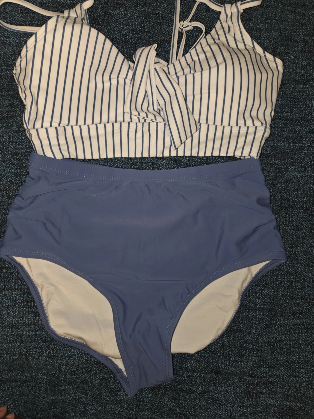 Striped High-Waisted Bikini Set