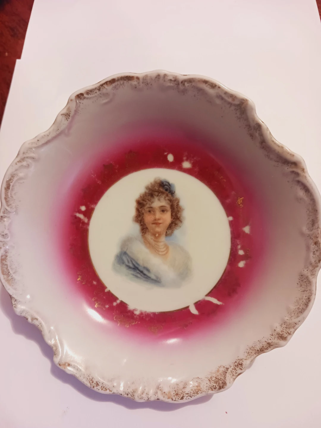 Antique 1880s Austrian Handpainted Portrait Bowl - photo 4