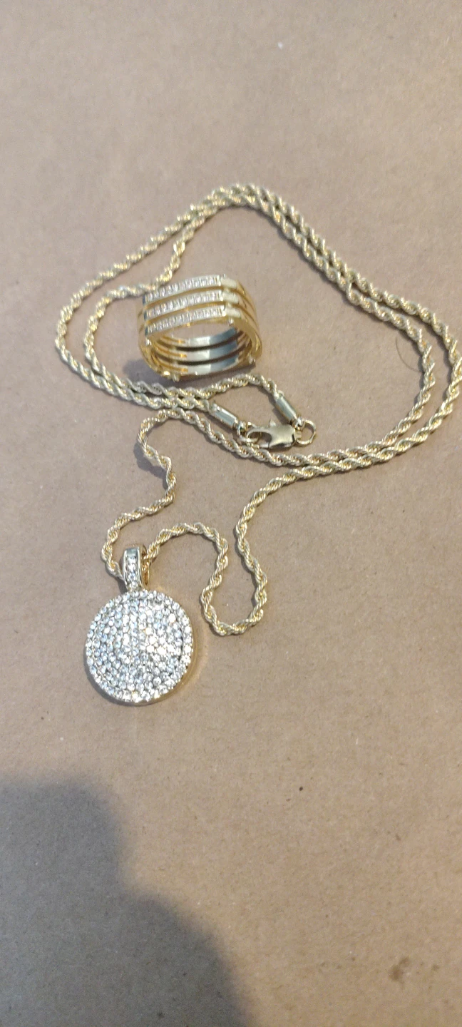 Gold Tone Chain Necklace & Ring Set - photo 3