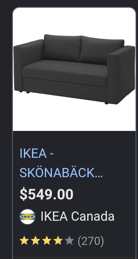 IKEA SKÖNABÄCK Sofa Bed - Knisa Dark Grey - photo 3