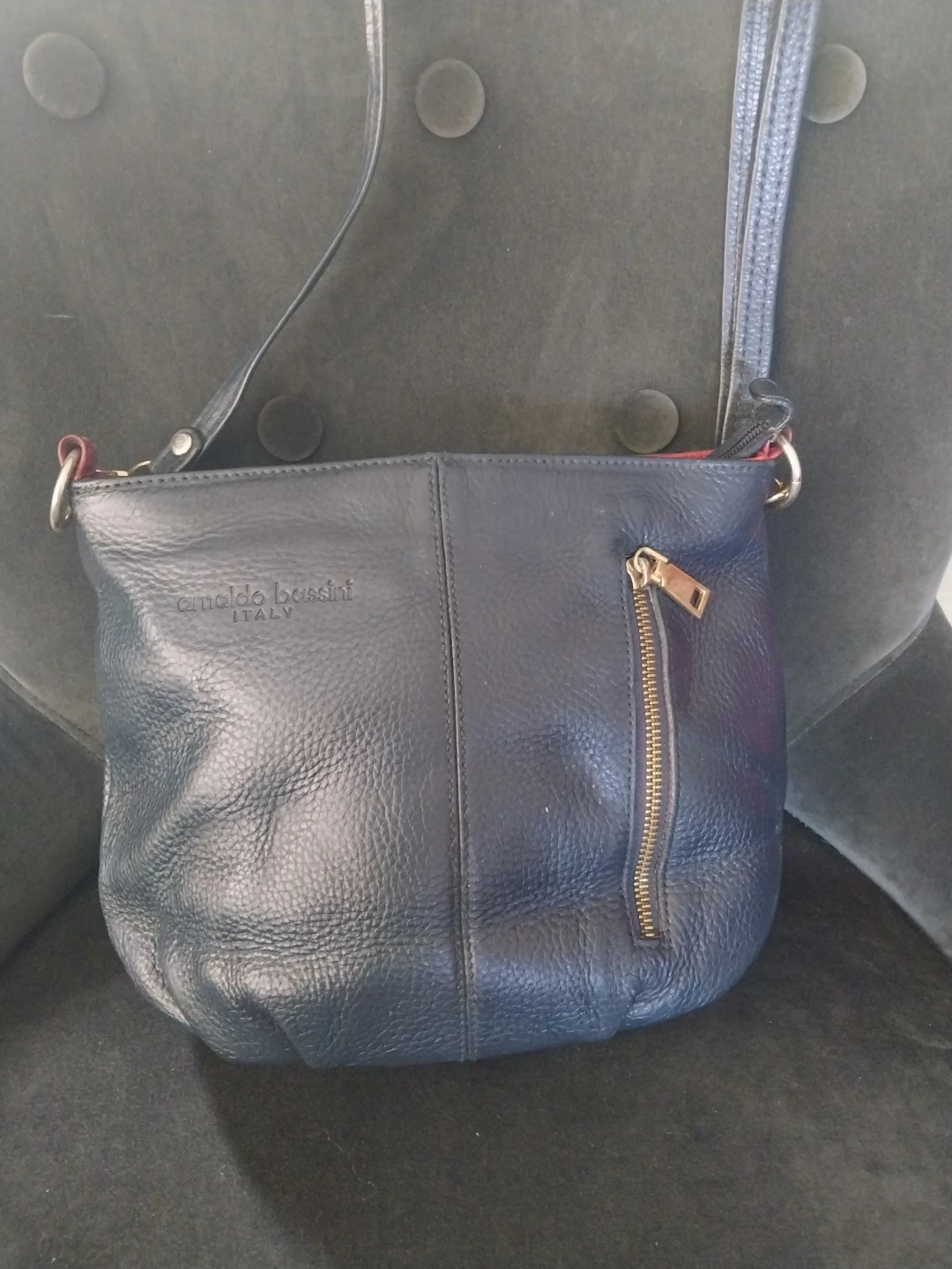 Arnaldo Bassini ITALY Leather Shoulder Bag - Navy - photo 2