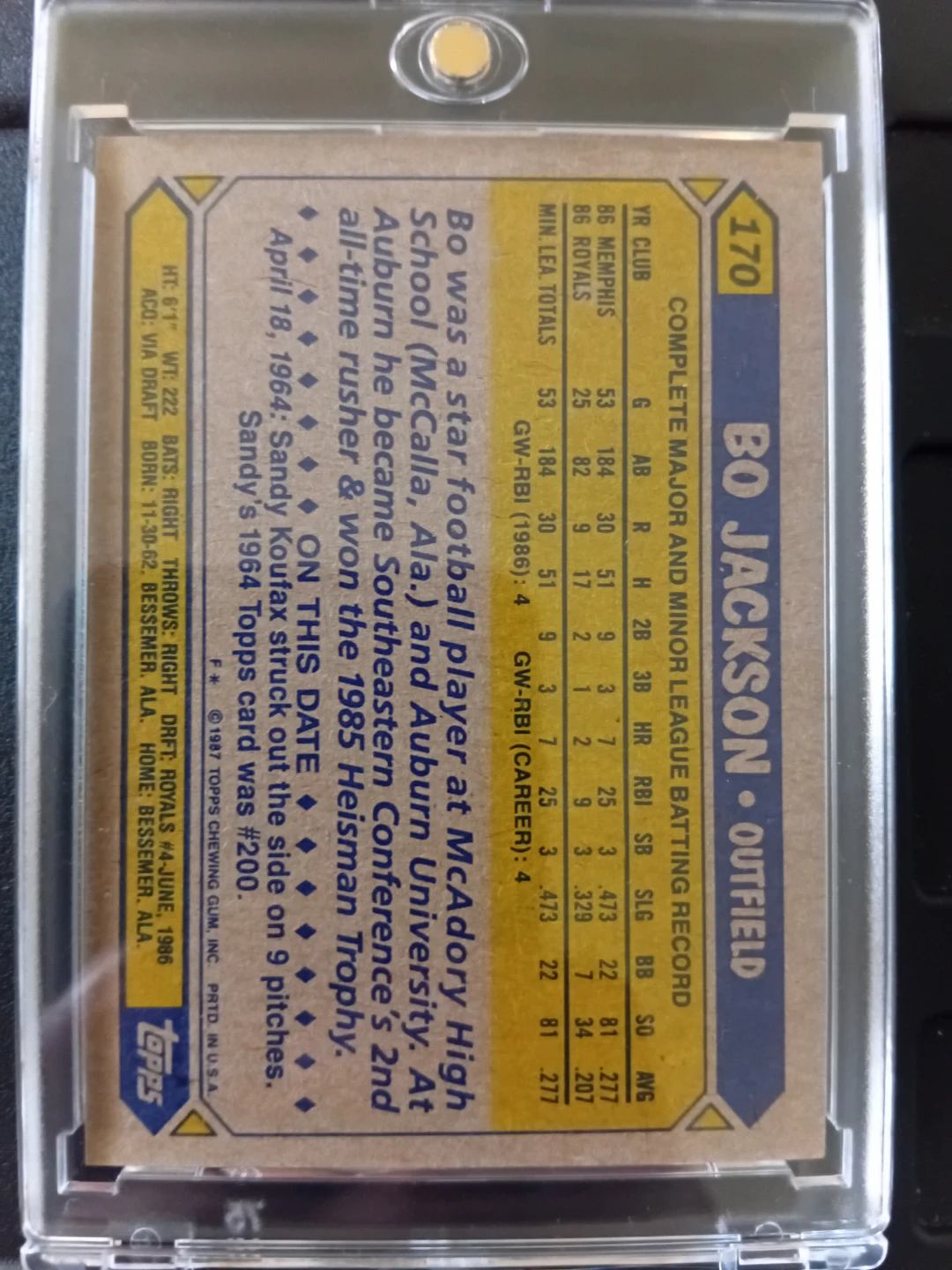 Bo Jackson Rookie card - photo 2