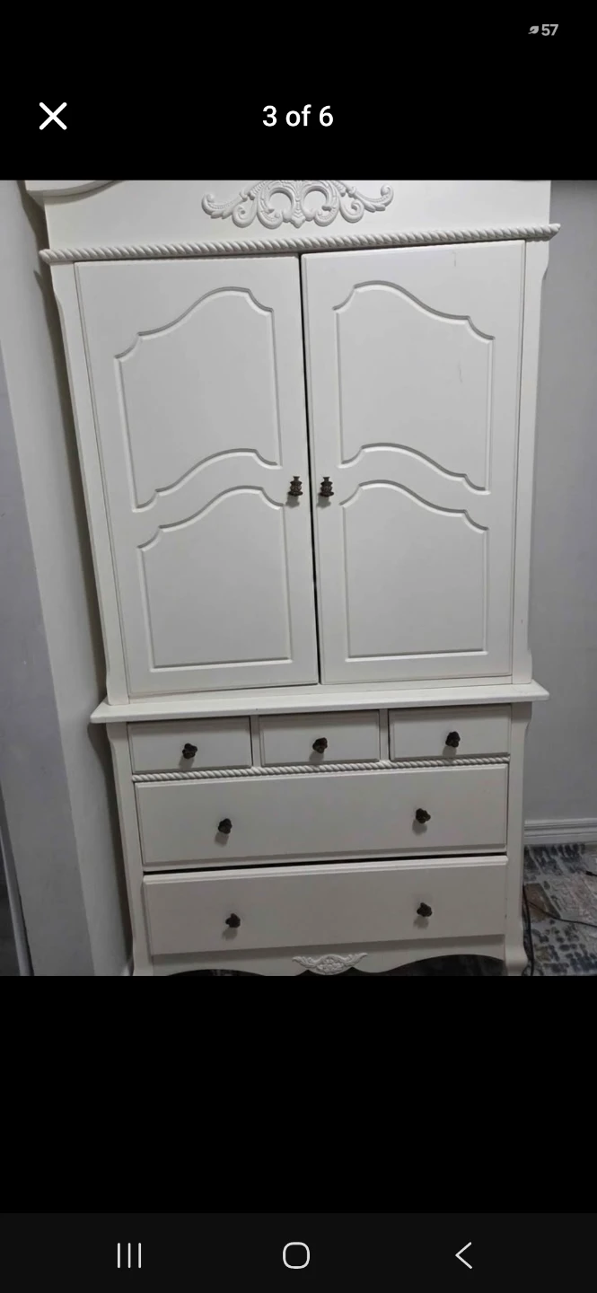 White Armoire Dresser with Doors and Drawers - photo 2