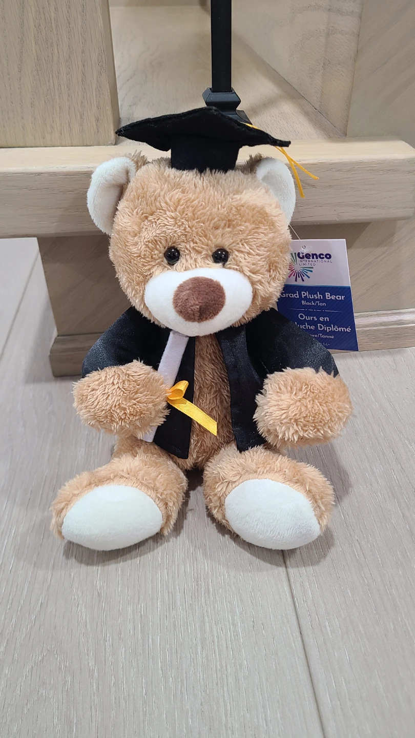 Teddy Bear Graduation Cap & Diploma Plush, Brown/Black