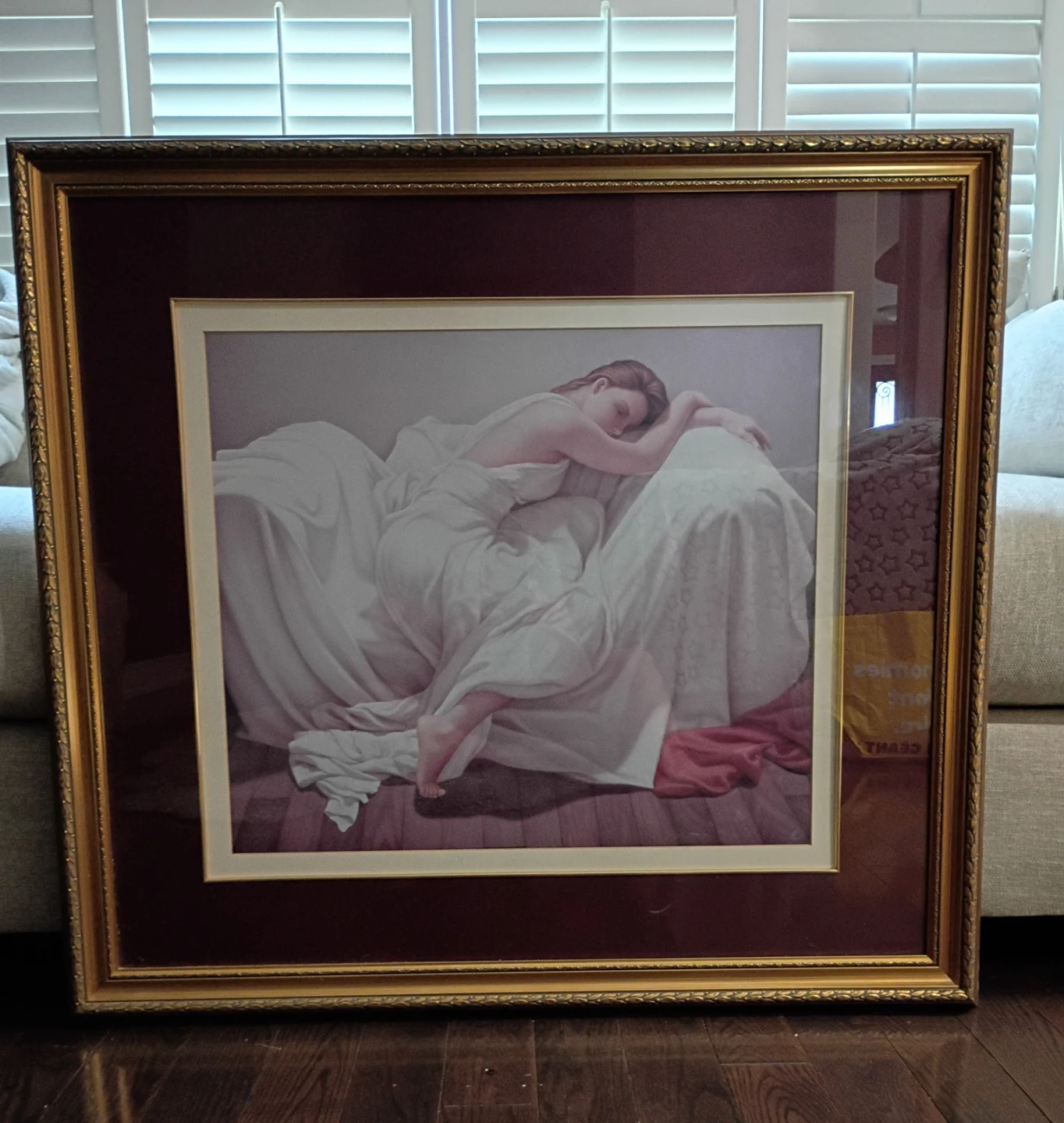 Framed Art Print of a Woman Resting