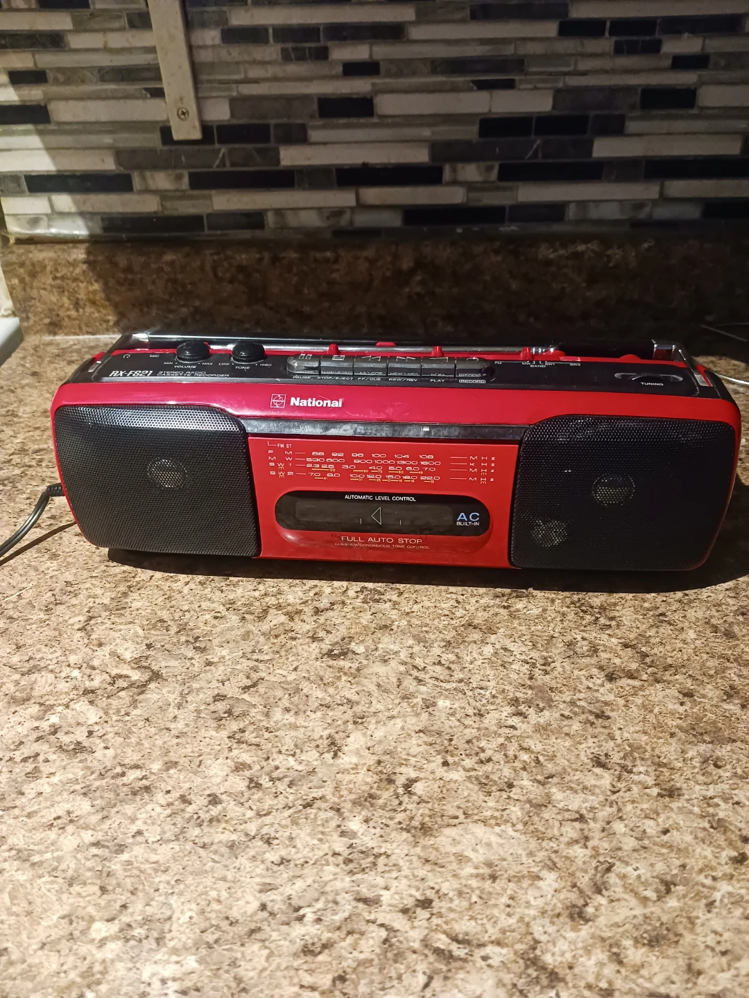 National RX-FM Portable Boombox Cassette Player Radio Red