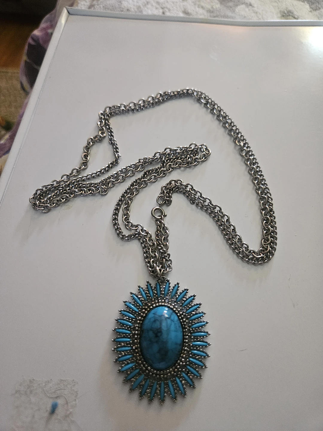 Turquoise" CELEBRITI"Sunburst Pendant Necklace
