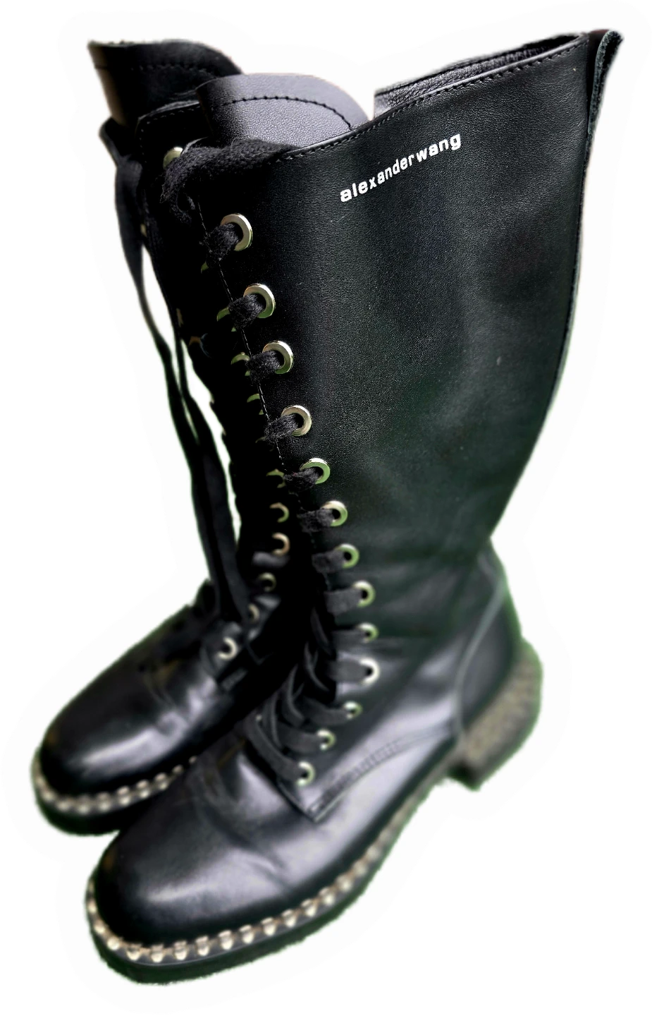 Alexander Wang Black Leather Lace-Up Boots - photo 2