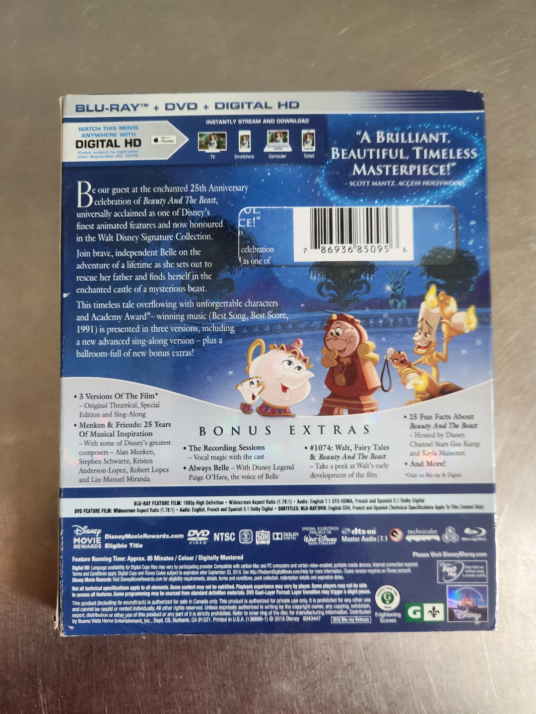 Disney Beauty and the Beast 25th Anniversary Edition Blu-Ray - photo 2