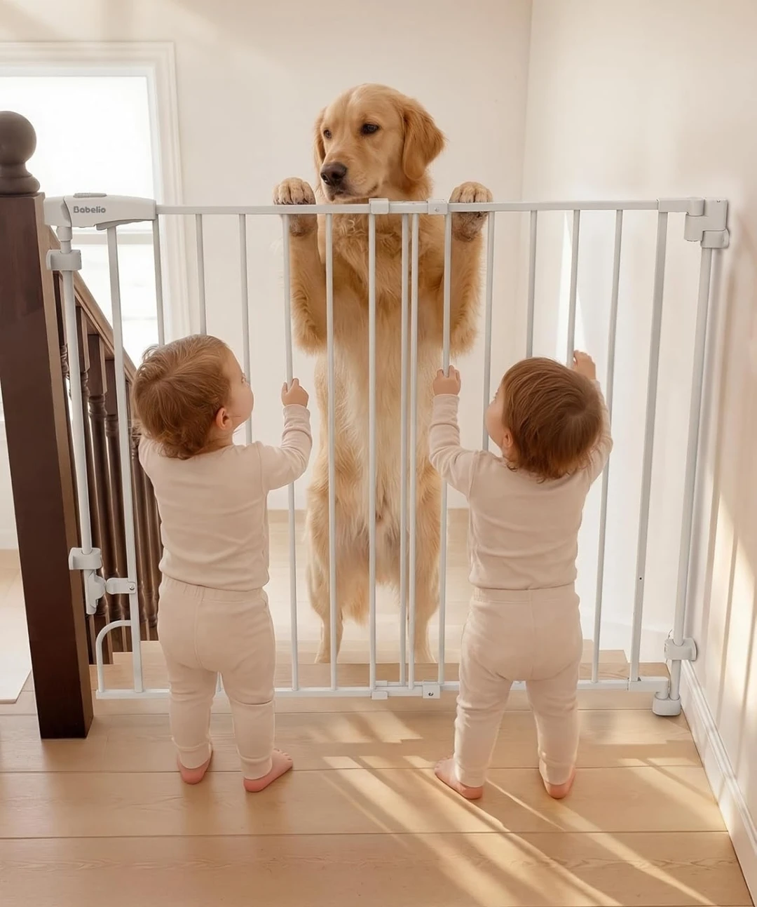 Babelio White Hardware Mounted Baby Gate 29-43" W