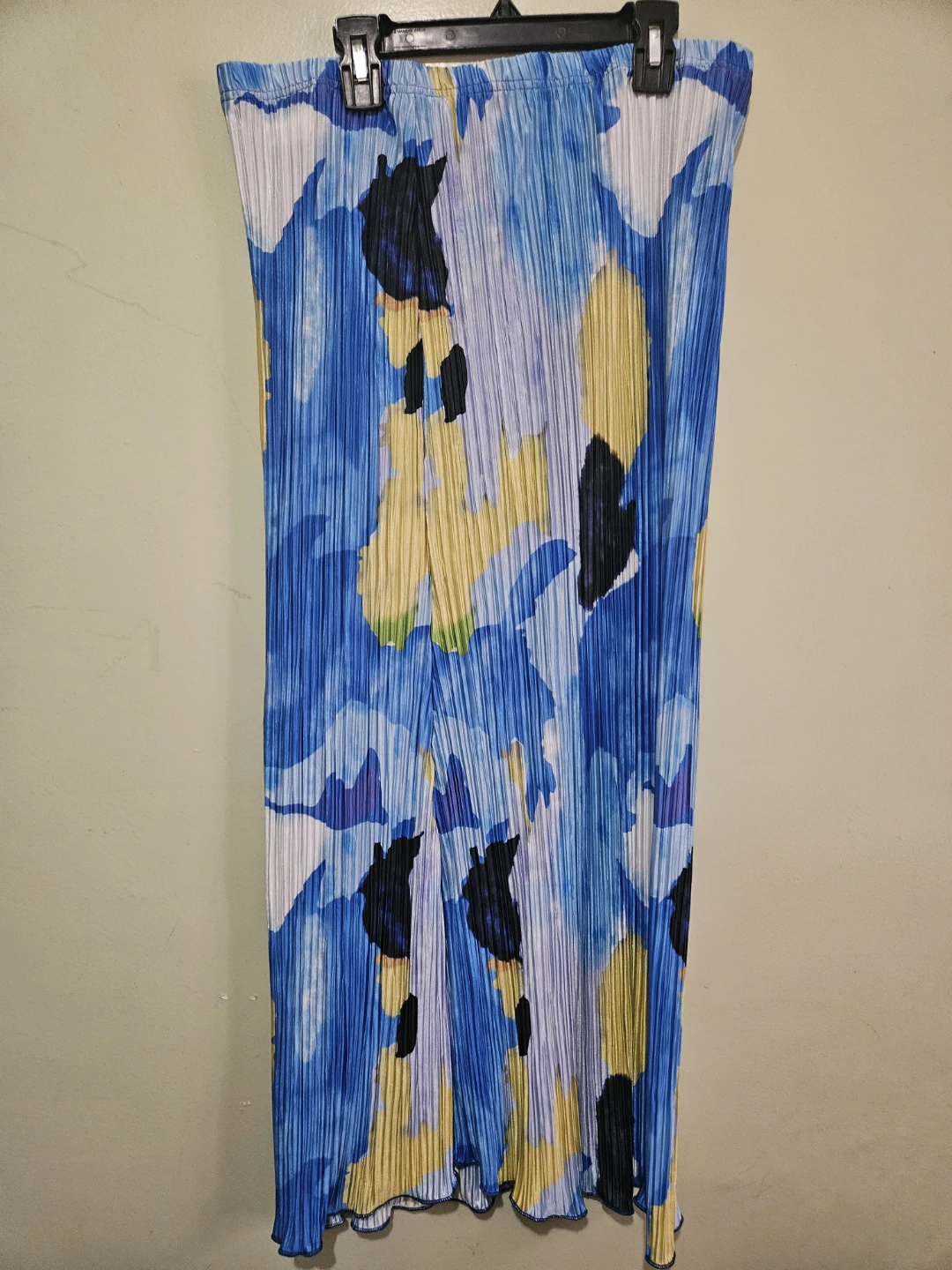 Blue Abstract Watercolor Print Maxi Skirt