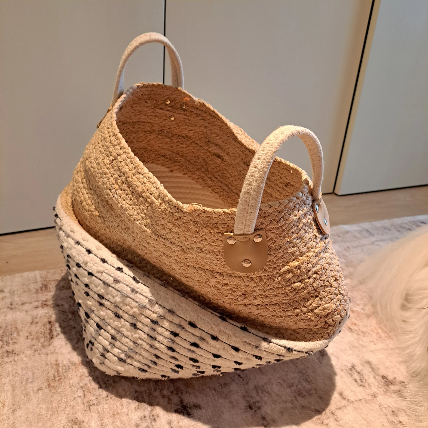 Large Natural Woven Storage Basket with Handles - photo 3