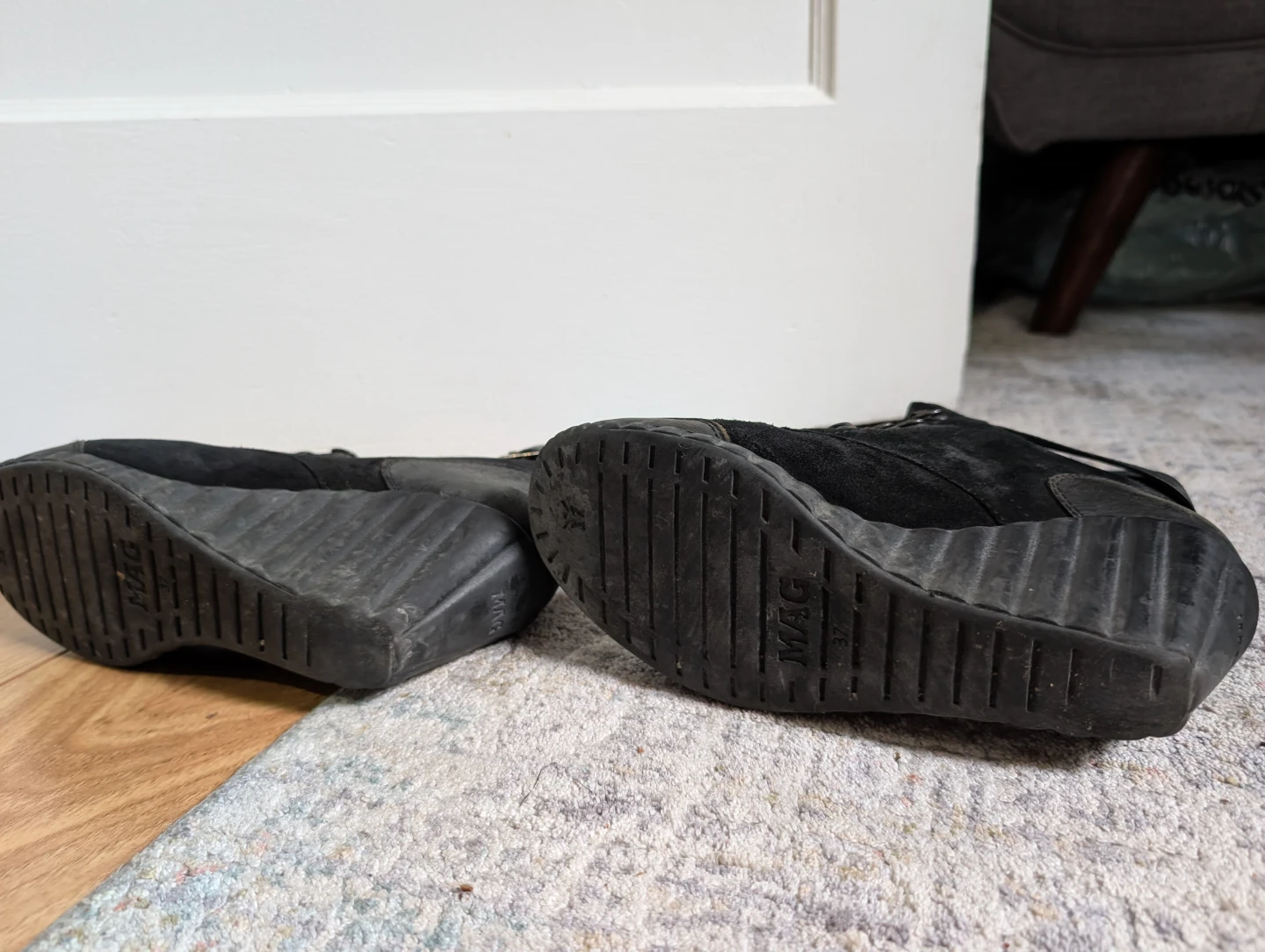 MAG Black Suede Wedge Ankle Boots - photo 5