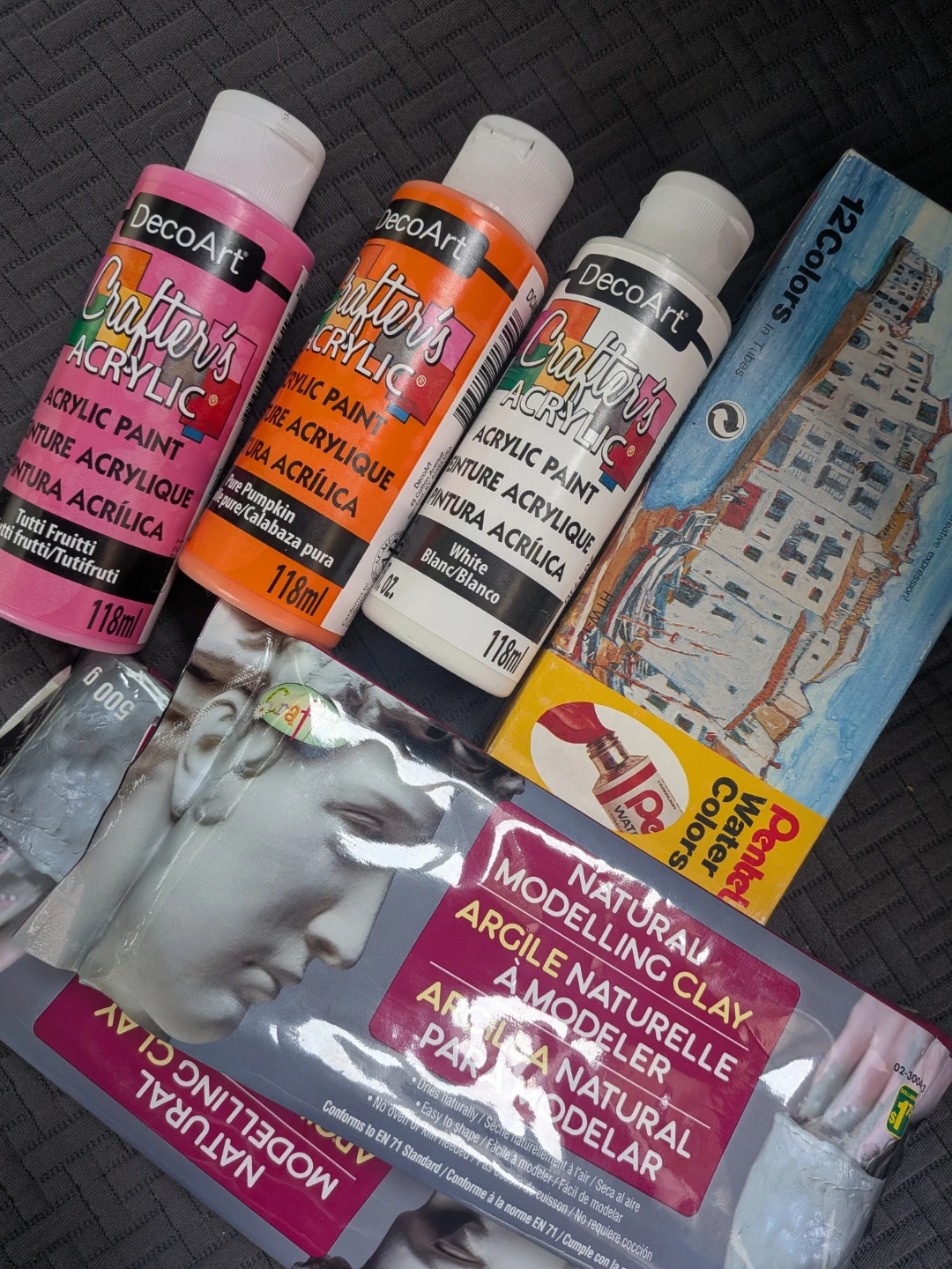 Lot craft items acrylic paint, water colours & modelling clay - photo 2