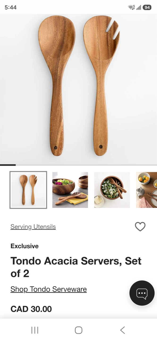 Crate & Barrel Wooden Salad Seving Spoons