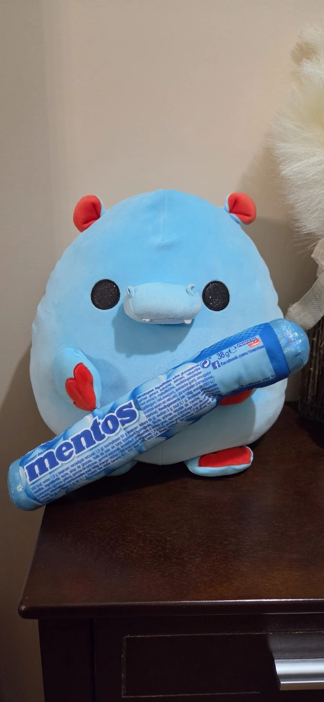 Blue Plush Toy with Mentos Candy
