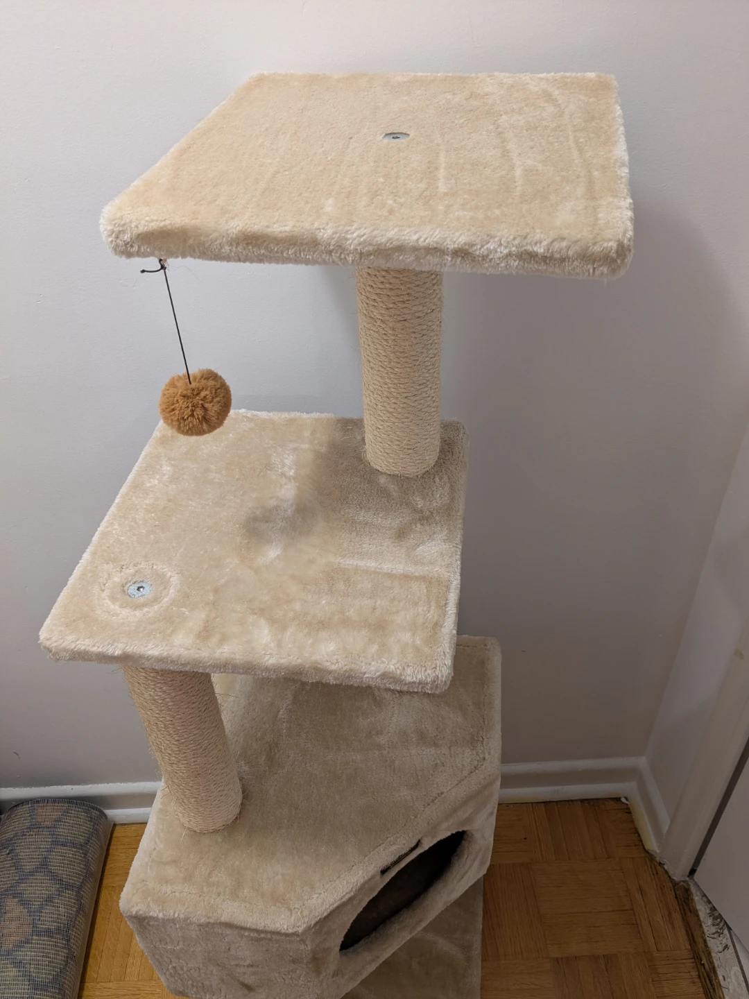 Beige Cat Tree Condo with Dangling Toy - photo 2