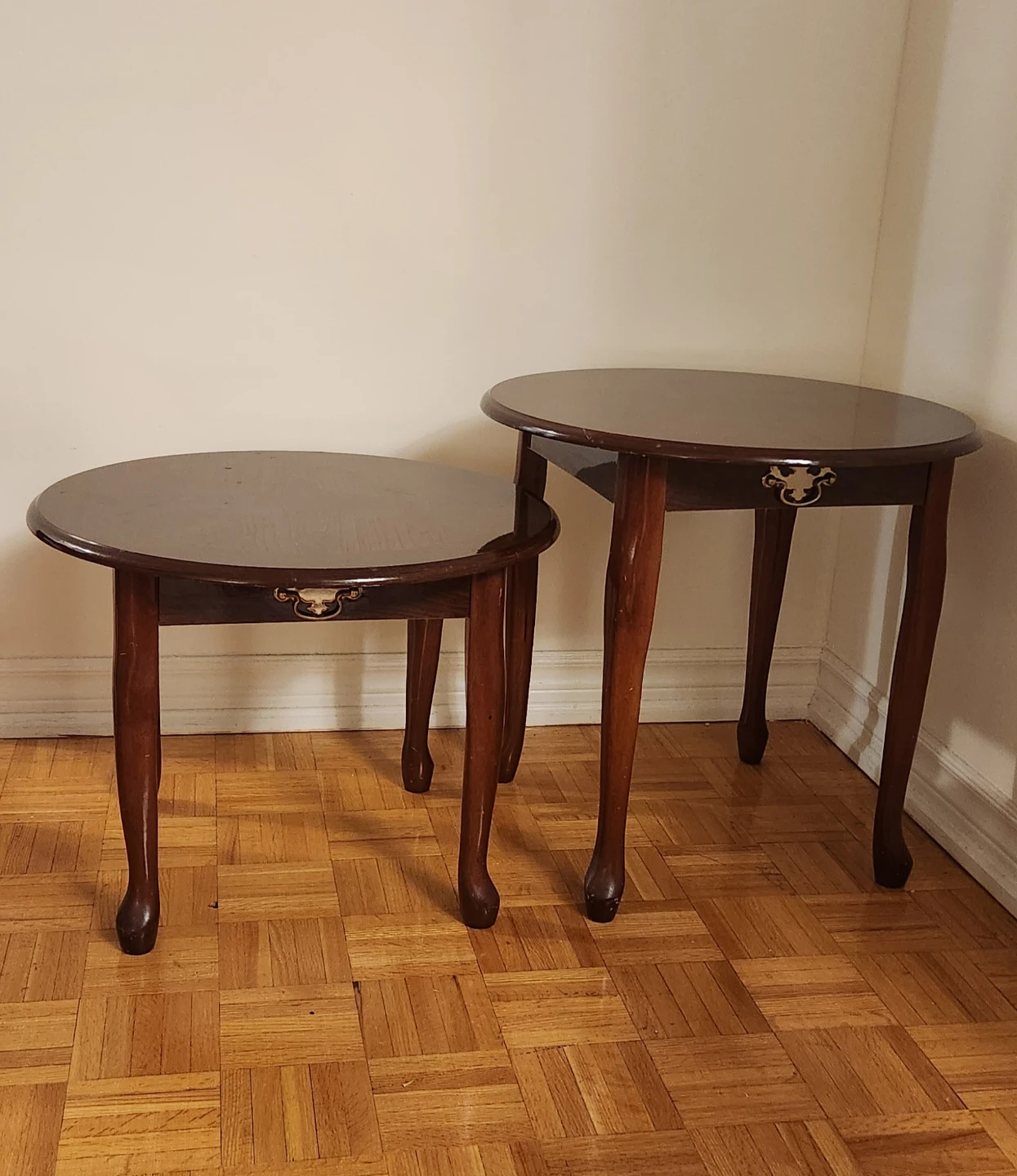 Pair of Classic Wooden Side Tables / End Tables