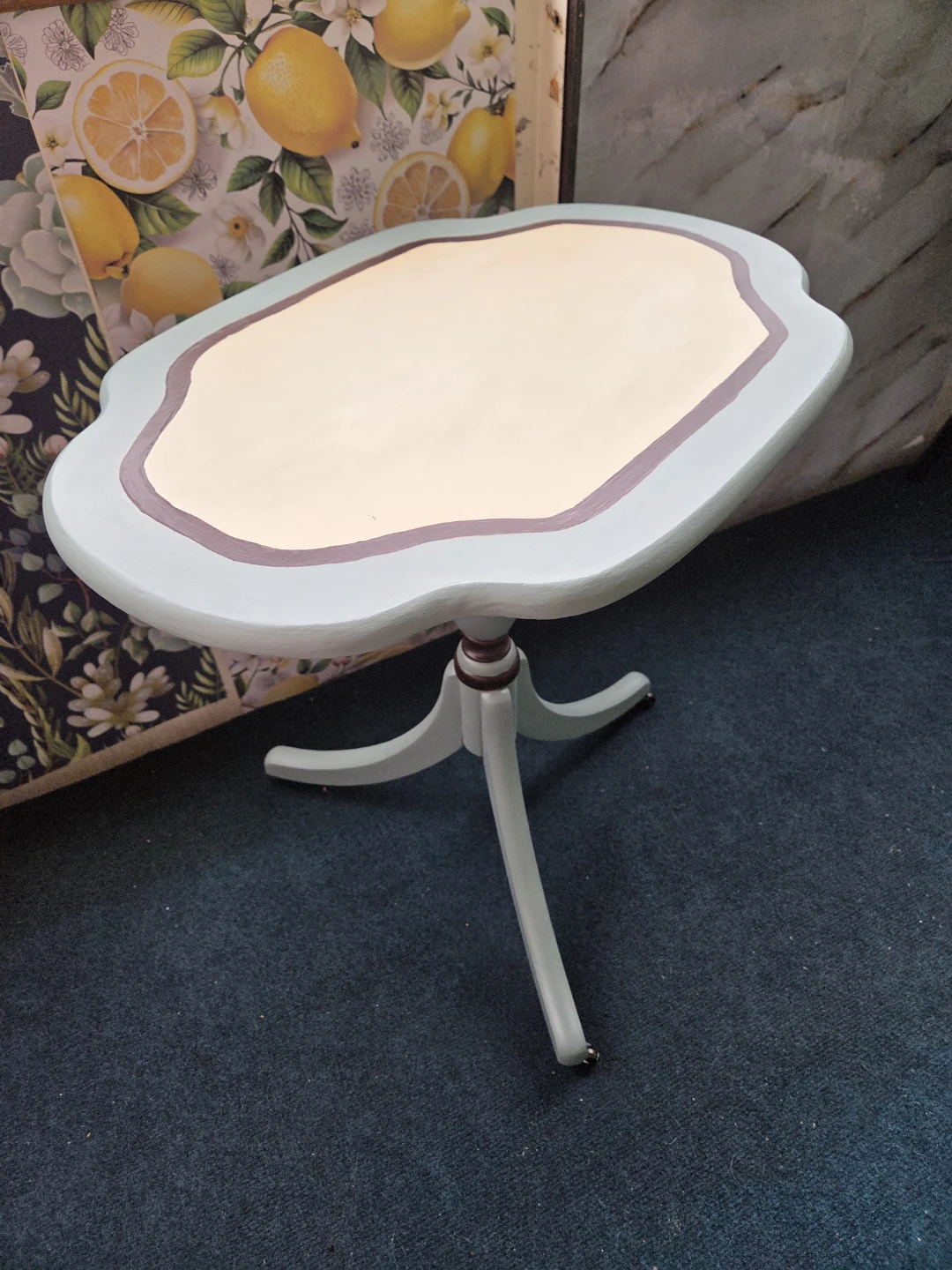 Light Blue Accent/Side Table on wheels