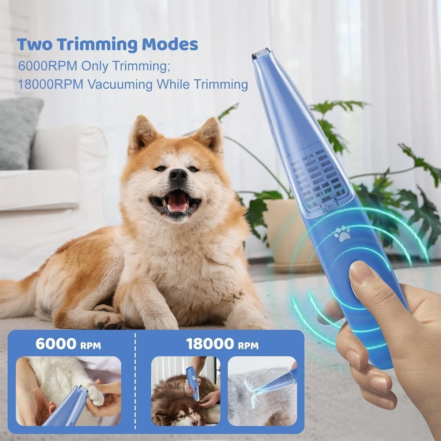 Blue Pet Paw Trimmer with Detachable Hair Storage - photo 2