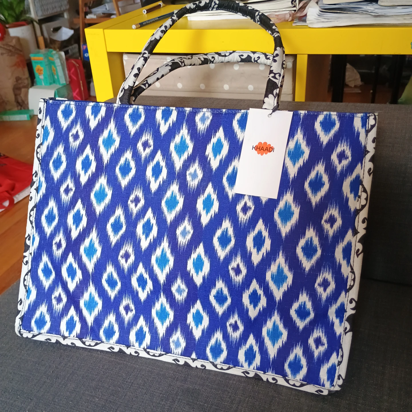 Khaadi Blue Ikat Print Tote Bag - photo 2