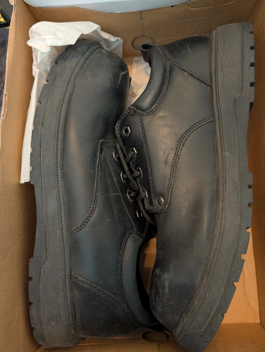 Maxtoe Workload Black Leather Work Boots Size 12 - photo 3