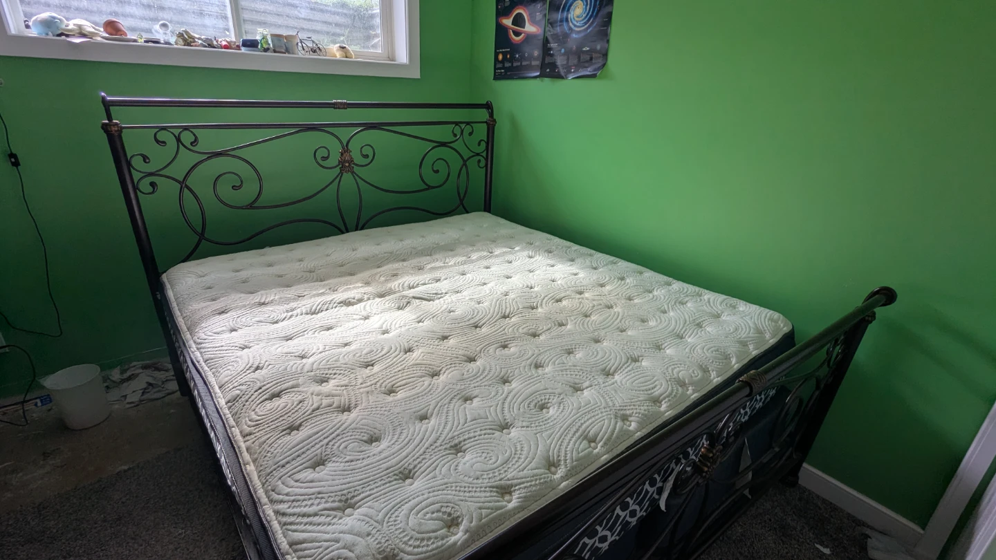 Metal king sized Bed Frame with Mattress - photo 3