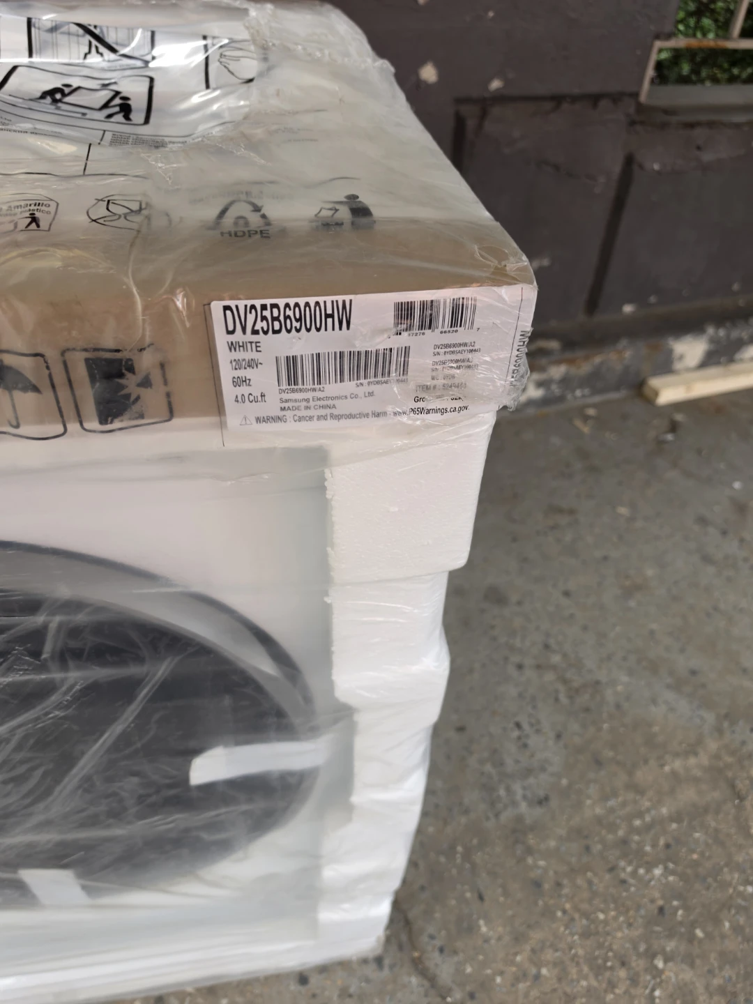 Samsung Washer DV25B6900HW and electric dryer ventless set - photo 3