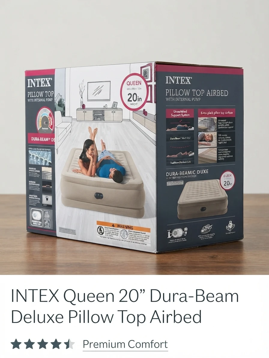 INTEX Queen 20" Dura-Beam Pillow Top Airbed