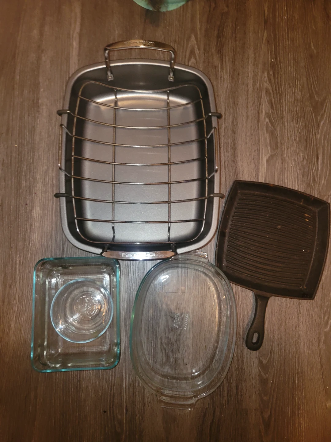 Roasting Pan Set, Grill Pan, and Glass Bakeware