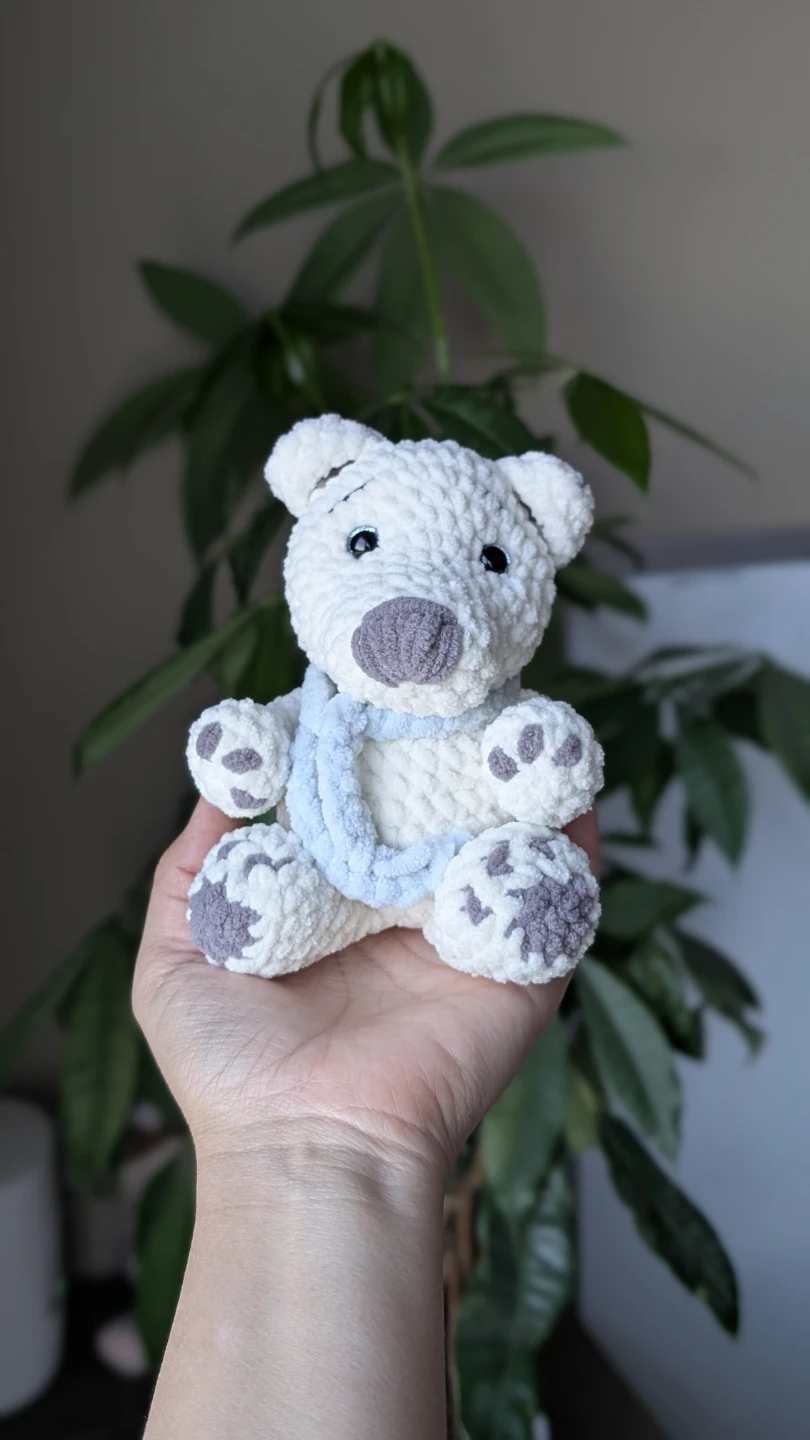 Handmade Crochet Polar Bear with Scarf