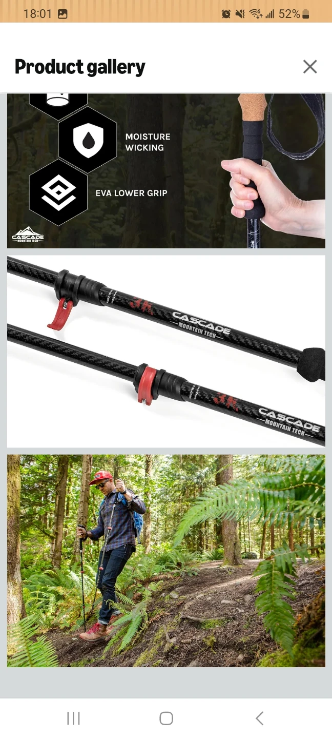Cascade Mountain Tech 3K Carbon Fiber Trekking Poles