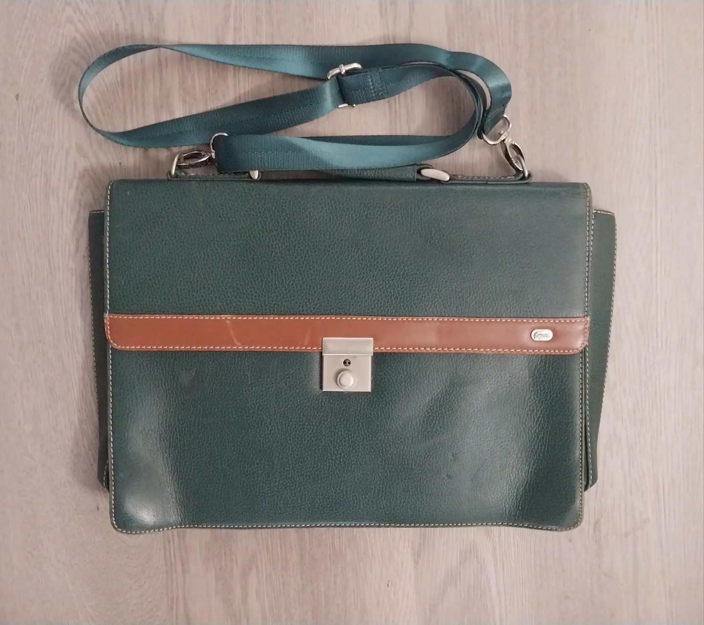 Lacoste Green Leather Briefcase