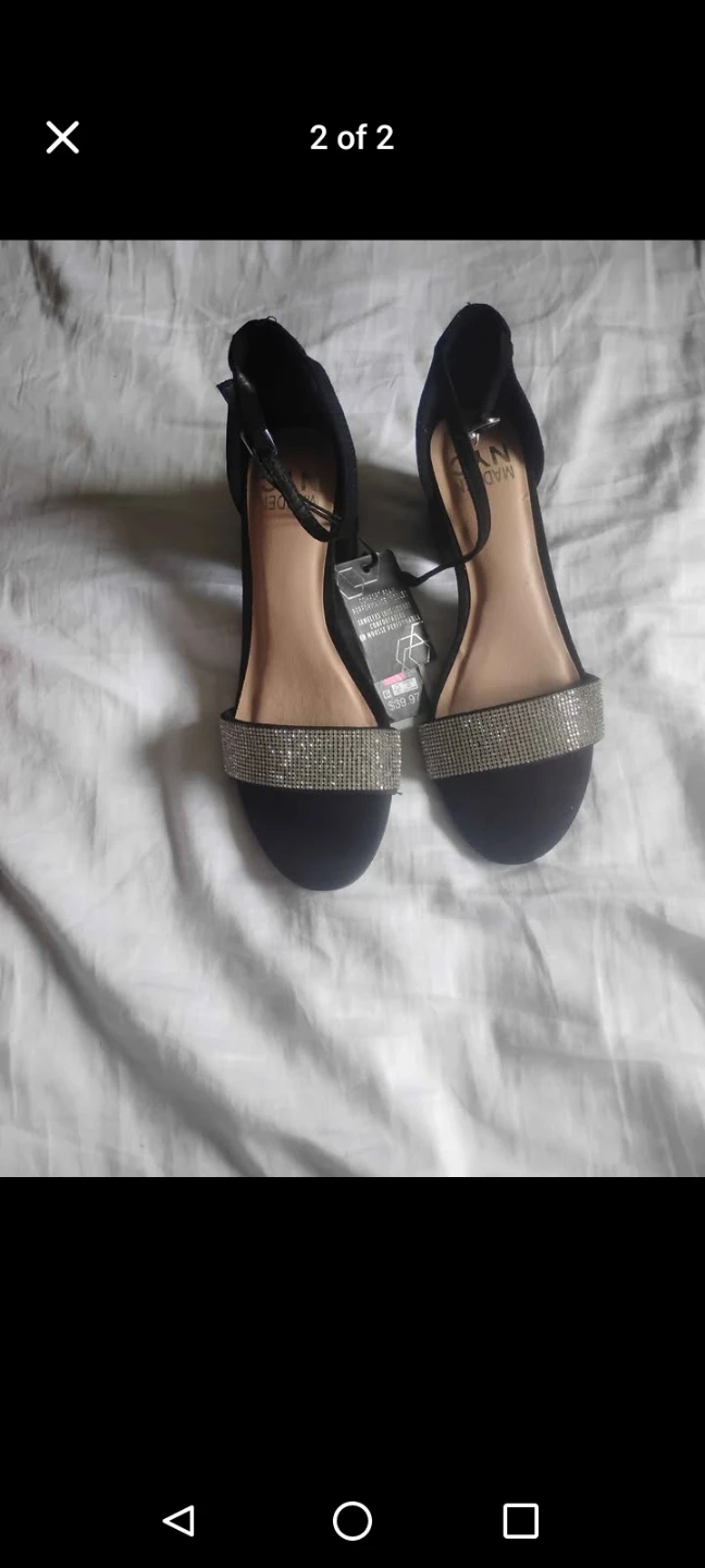 Black Sparkly Heeled Sandals