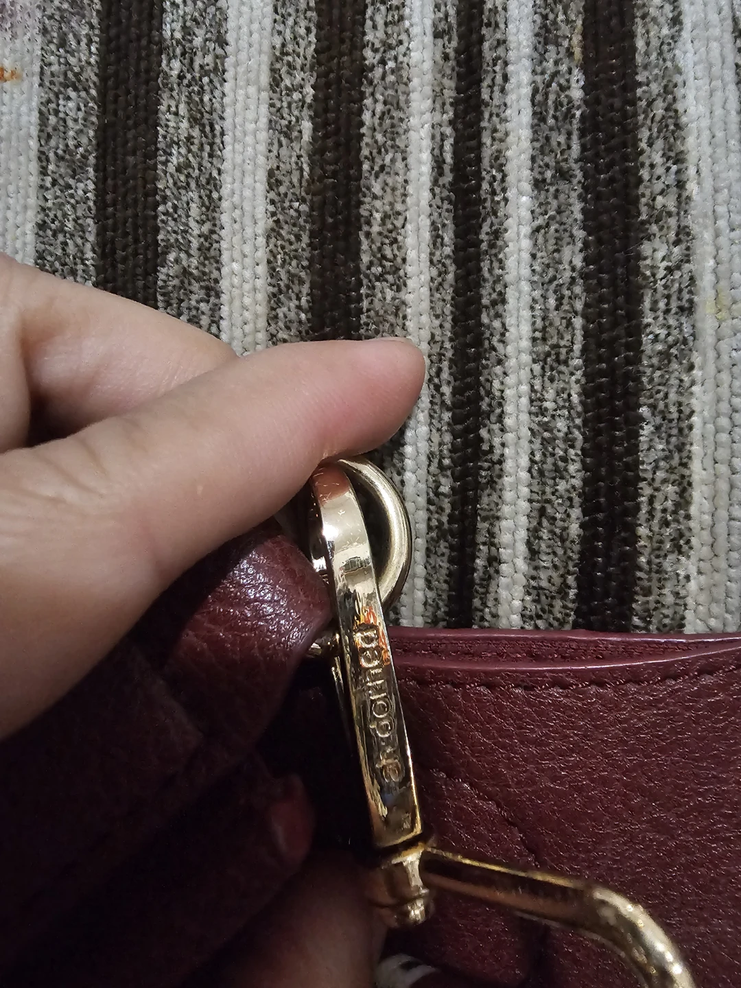 Maroon Crossbody Bag with Embroidered Strap - photo 3