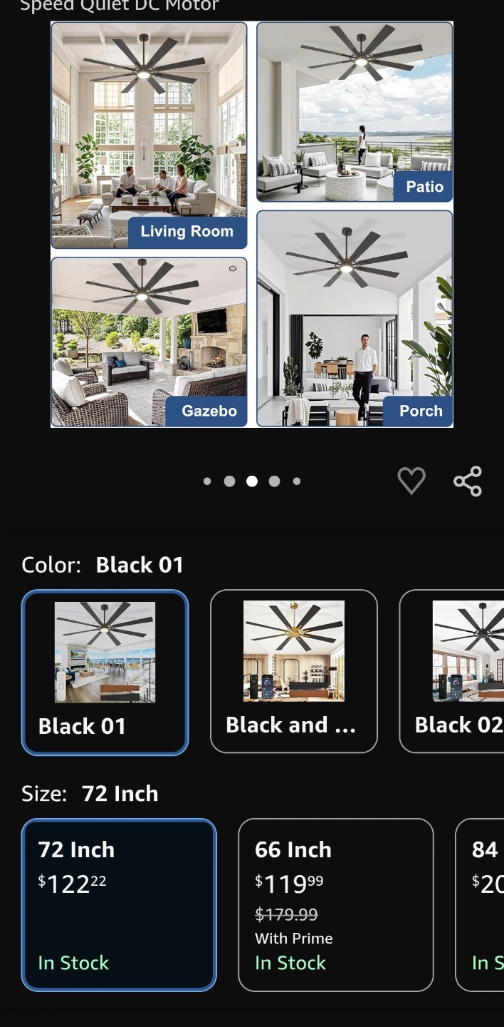 Modern 72 Inch Black Outdoor Ceiling Fan with Light - photo 3