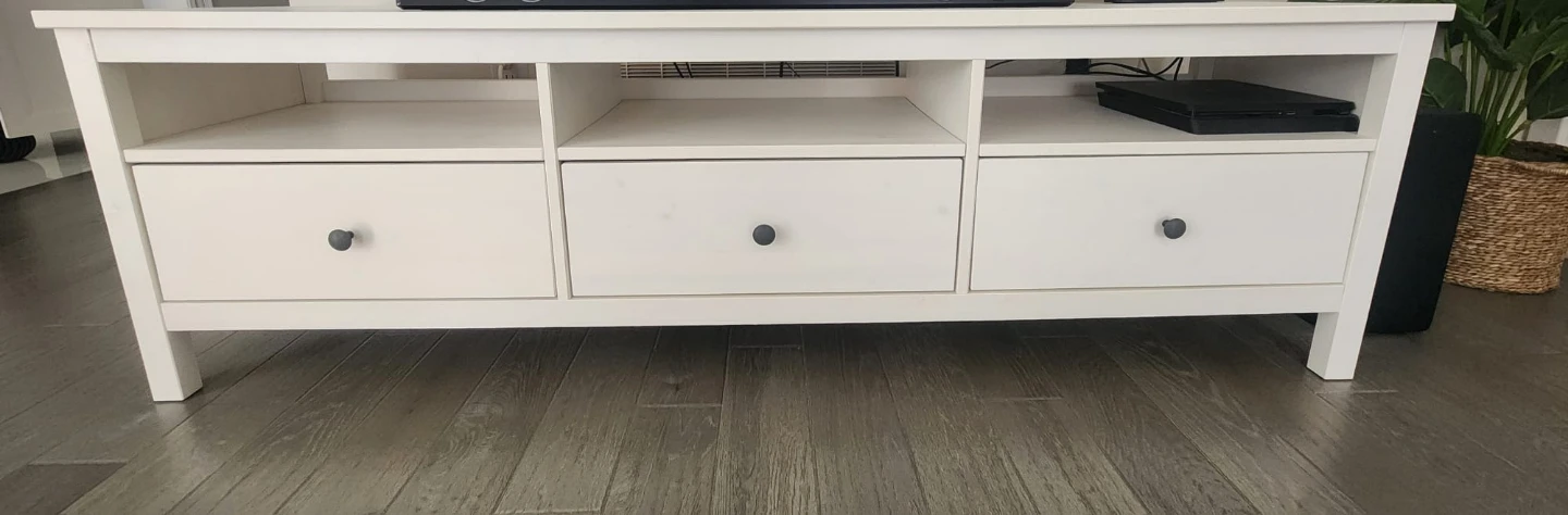 White TV Stand with 3 Drawers