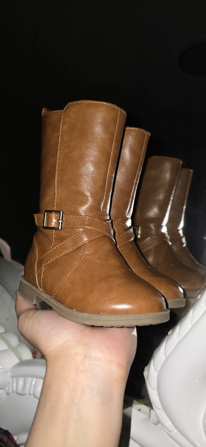 Brown Faux Leather Riding Boots - photo 3